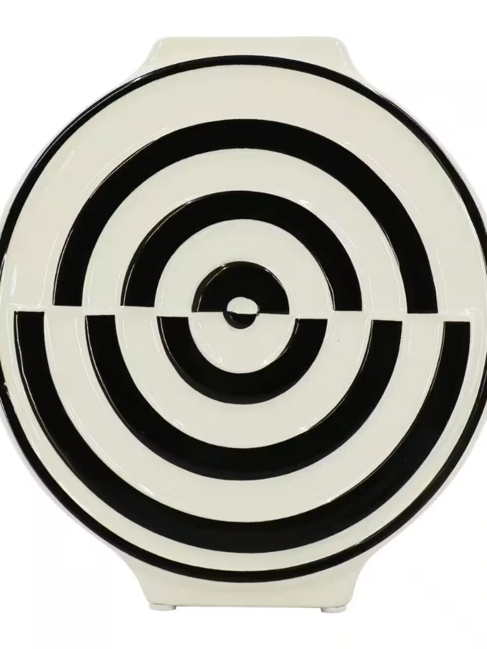 Jonathan Adler 7" Circular Optical Illusion Ceramic Vase Black & White NEW